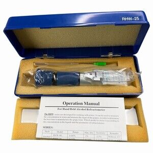 RHW-25 Portable Handheld Alcohol Refractometer 0-25% Wine Tester Case